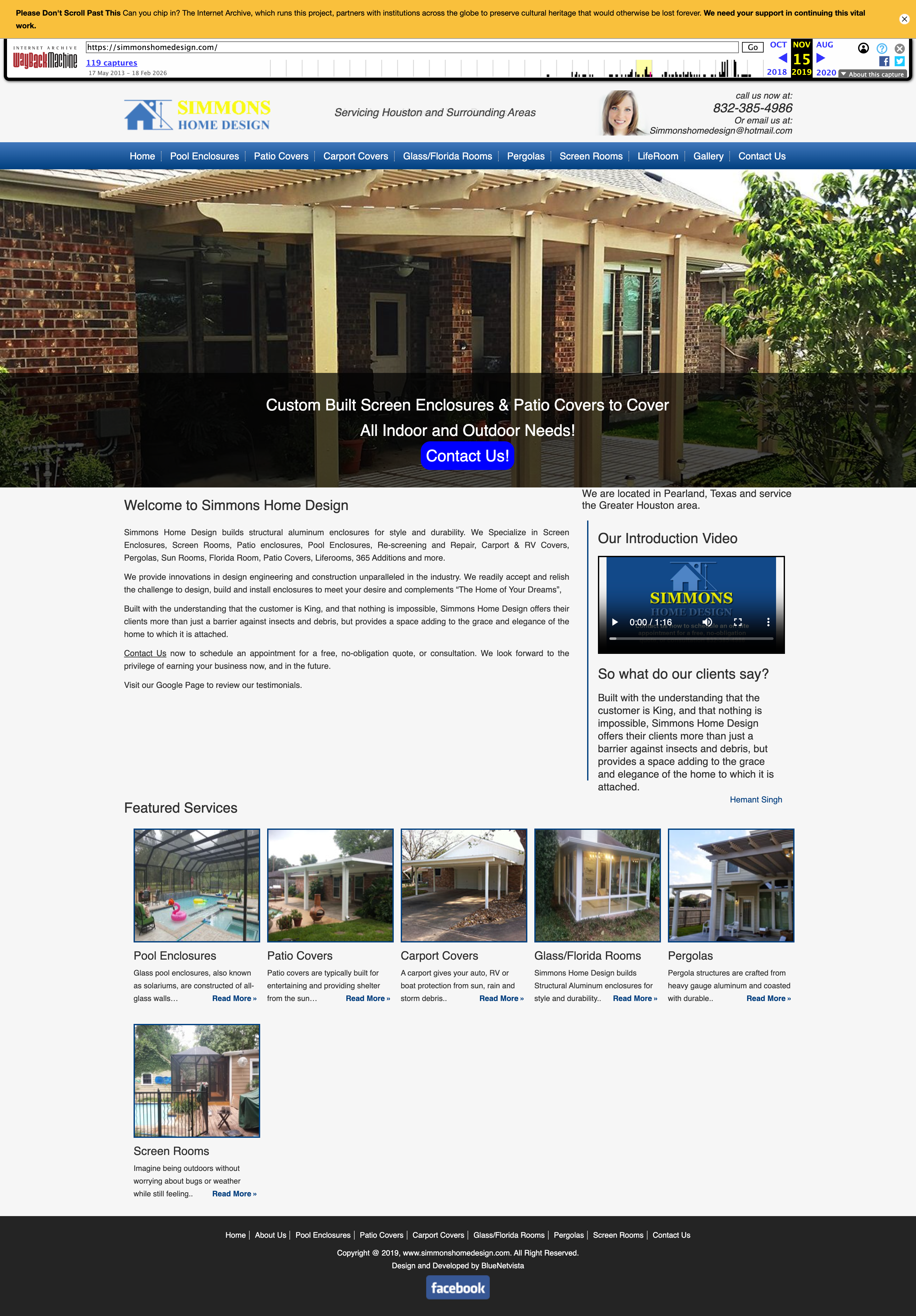 Simmons Home Design — original homepage before redesign